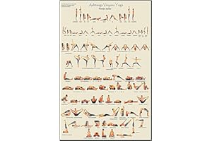 CUTITIUU 40 * 60cm Oil on Canvas Yoga Pose Poster,Poses for Beginners and Experts,Vintage Home Gym Full Body Workout Beginner Yoga Position Chart Canvas,96 Decor Chakra Poster Yoga Pose Chart,Women,Men