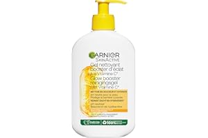 GARNIER Skin Active - Gel limpiador de refuerzo de brillo – pH neutro. El maquillaje suave elimina, hidrata e ilumina – enriquecido con vitamina C y glicerina – vegano y libre de crueldad – todo