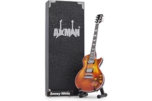 AXMAN Replica per chitarra in miniatura bianca con scritta "Snowy White", regalo musicale, fatto a mano, in scala 1/4, include una scatola di visualizzazione
