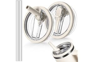 PADONCO 2 PCS 40oz Flip Straw Leak Proof Cup Lid forStanley H2.0 Quencher, Lid Replacement 40 oz forStanley Cup Accessories ProTour, Spill Proof StrawCover for Stanley Accessories (Beige)