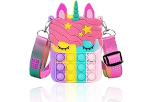Accevo Licorne Pop-It Push Bubble Fidget Toys Sac à Bandoulière pour Filles Sensory Toys, Pop Jouets Anti-Stress Sac à Main pour Femmes et Enfants