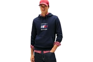 Tommy Hilfiger Linear Flag Graphic Hoodie Mw0mw41332 Sudadera con Capucha Hombre (Pack de 1)