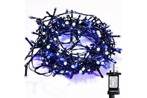 WISD Christmas Tree Lights - 600 LED 33M Xmas Fairy Lights on Green Cable with Timer and Memory - Indoor Outdoor String Lights Mains Powered for Garden Bedroom Party Decoration (Blue + White)