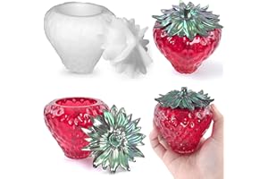 Sunhaty Epoxidharz Erdbeergläser Strawberry Silikonform Erdbeer Dose Epoxidharz Formen Resin Epoxy Forme mit Deckel Epoxidharz Vorratsdosen Glas Harzformen für DIY Aufbewahrungsbox