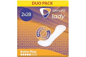 Drylife Lady Serviettes Hygiéniques Discreet | 5 Gouttes - Extra Plus (2 Lot de 28)