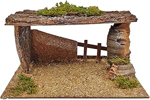 Acan Tradineur - Cueva, Portal de 14 x 27 x 15 cm para Figuras de Nacimiento de 10 cm, Pesebre para belén navideño, Corcho y Resina, Figura Decorativa Navidad, decoración Tradicional