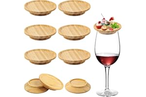 ‎TIVUNORON Bambus Weinglas Topper, 6 Pcs Weinglas Charcuterie Topper Aus Holz, Wine Glass Charcuterie Topper für Dessert Getränk Tasse Deckel Dekoration, Verhindert das Verspritzen von Rotwein