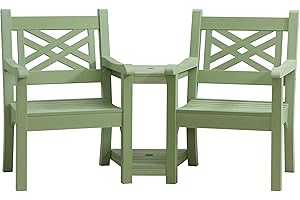 Winawood Maison and Garden Speyside Polymer Wood Effect Zero Maintenance Recyclable and Fully Weatherproof Love Seat (172 x 60.4 x 93.5cm) - Duck Egg Green