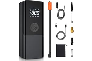 Yapwiki Elektrische Luftpumpe 150PSI Akku Luftpumpe mit 6000mAh Akku, Elektrisch Fahrradpumpe Mini Auto Kompressor Reifenpumpe mit LED-Licht Powerbank Funktion für Auto Fahrrad Motorrad Ball