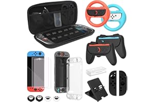 Zhwidnerso Tasche für Nintendo Switch 2 Zubehör, 16-in-1 Game Kit für Switch 2 mit Panzerglas, Tragetasche, Controller Griffe, Lenkrad, Thumb Grip, Hülle, Silikonhülle für Joycon