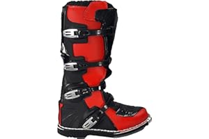 WINNET Stivali per moto da cross enduro fuoristrada quad (43 EU, Rosso)