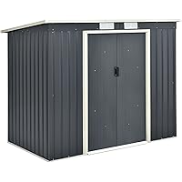 Juskys Metall Gerätehaus M mit Pultdach, Schiebetür & Fundament | 4m³ | anthrazit | Geräteschuppen Gartenhaus Schuppen…