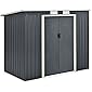 Juskys Metall Gerätehaus M mit Pultdach, Schiebetür & Fundament | 4m³ | anthrazit | Geräteschuppen Gartenhaus Schuppen…