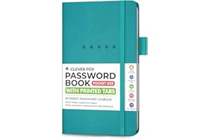 Clever Fox Password Book Pocket – Small Internet Address & Password Journal Organizer – Computer & Website Log-In Keeper Notebook (Turquoise)