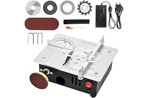 JELLYBIBO Mini sega da tavolo, sega da tavolo elettrica di precisione regolabile, altezza della lama regolabile, con 4 lame, 7 velocità, adatta per la lavorazione del legno