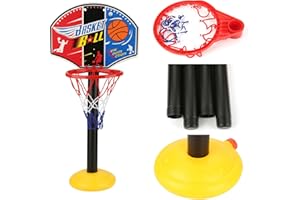 Zerodis Ensemble de Basket Ajustable Jeu de Sport Panier de Basket Panier Mobile sur Pied Hauteur Réglable de 50cm à 110cm pour Enfant 2-5Ans Activités Intérieures et Extérieures (Basket)