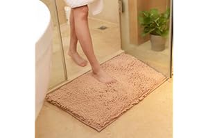 DOTBUY-SHOP DOTBUY Tapis de Salle de Bain, Chenille Super Absorbant Anti-dérapant Tapis de Bain Confortable Tapis de Salle de Bain Tapis de Douche (40 * 60cm, Chameau)