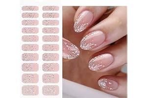 JMEOWIO Autocollant Ongles Gel UV Paillettes Rose Clair Gel Nail Art Stickers Semi-durci Stickers Ongle Deco Ongle Design Manucure