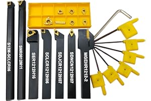 ASZLBYM 1/2" 21 pièces 12 mm Indexables CNC Porte-outils rotatifs Excircle avec 14 fraises en carbure massif