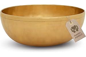 MASSAGE-EXPERT Tibetische Klangschale - Große Herzschale Ø 22,5 cm, 1.275 Gramm | Angenehm dunkler Ton für wirkungsvolle Klangmassage & Klangtherapie für den oberen Körperbereich | Profi-Qualität