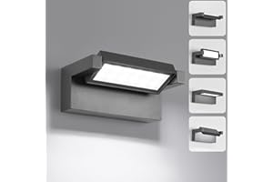 KUKAK Applique Murale Extérieur Intérieur,22W 6500K Blanc Froid Moderne Luminaire Murale,Éclairage Murals Imperméable IP65,Décorative Mur Lampe avec LED Panneau Rotatif pour Couloir Entrée Jardin,Gris Foncé