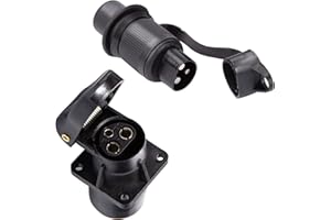 SPARKMOTO Fiche 3 Broches male et Prise 3 Broches femelle,Prise Remorque 3 Broches,12V Étanche Prise 3 Broches Male Femelle Connecteur,Prise 3 Broches pour Tracteur Agricole Véhicule Bateau (SK0306)