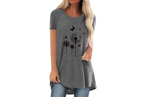 MICKURY Sommer Tops FüR Frauen 2022 Frauen Lady Fashion Oansatz Kurzarm Print Bluse Tuniken Shirts Top Tee