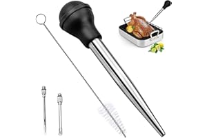 Winfred Pipetta per Tacchino da Cucina, Siringa da Cucina per Carne e Tacchino, Tubo della Pompa di aspirazione per Salsa in Acciaio Inossidabile con Spazzola per la Pulizia