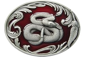JEAN'S FRIEND Vintage Red Enamel Wildlife Snake Western Oval Belt Buckle