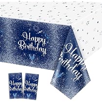 Toile De Fond Joyeux Anniversaire Bleu Marine Et Or - 180x120cm - Décoration Fête Photo