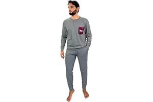 Baci & Abbracci Pigiama Uomo Invernale Lungo 100% Caldo Cotone Interlock in Scatola Idea Regalo di Natale Pigiama Uomo Cotone Lungo Adulto Ragazzo Fantasie Eleganti