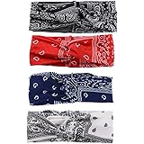 BOELLRUNO 4pcs Fascia per Capelli Donna Fasce Vintage Elastico Turbante Accessori Copricapo Cerchietti Elastico Fascia Sporti