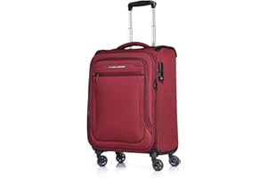 ABISTAB Verage Toledo Weichgepäck 4 Doppelrolle Trolley S-55cm 42-48 L erweiterbar, TSA-Schloss, Stoff Bordgepäck Handgepäck-Koffer Rot