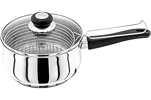 Judge Vista JJ83A Stainless Steel Chip Pan Fryer with Basket 20cm, with Vented Glass Lid, Induction Ready, 25 Year Guarantee