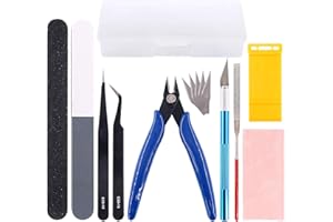 Keadic Juego de 14 herramientas básicas de modelador profesional, kit de herramientas de construcción con una funda de plástico para reparación y fijación de modelos de coche Gundam