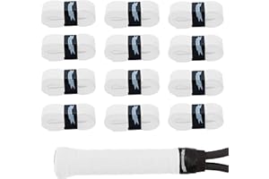 G-Lueck Lot de 12 grips de tennis Talent Grip | 0,50–0,60 mm d'épaisseur | Surgrip pour raquettes de squash et badminton avec bande de fermeture autocollante | Très adhérent, antidérapant