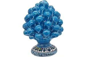 sicilia bedda - Pigna Siciliana in Ceramica di Caltagirone - Piede Decorato - 100% Artigianato Siciliano (Altezza 12 Centimetri, Azzurro)