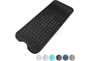 KEPLIN Premium Non-Slip Bath Mat - 200 Suction Cups, BPA, Latex Free, Mildew Resistant, Machine Washable - Safe, Durable & Comfortable for Shower Runner & Bathroom Tubs Extra Long (40x100cm) - Black