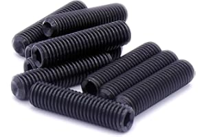 SINGULARITY SUPPLIES M10 (10mm x 40mm) Hex Socket Grub Screw (Cup Point) - Black Steel (Pack of 10)