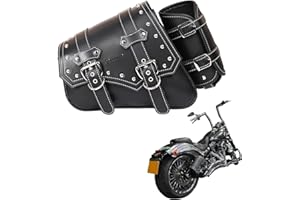 QJBOMTO Motorcycle Saddle Bags Side Bags - Saddlebags Softail PVC Leather for Harley Sportster Waterproof, Side Tool Bag, Universal Storage Tool Bag for Motorbike,with Cup Holder (Left Side) (Left)