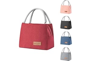 BRYN Borsa Termica Porta Pranzo, 8.2L Borsa Frigo Piccola Pranzo Ufficio, Borsa Pranzo per Lavoro, Scuola, Viaggio, Campeggio, Picnic, Mare（Rosso）