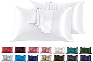 ‎FARFALLAROSSA Satin Kissenbezug 45 x 70 cm 2 Stück- 100% Satin, Superweicher Kopfkissenbezug, Kissenhülle Weiß