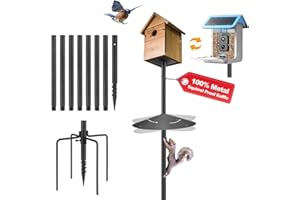 SLIIMU Intelligente Vogelfutterstation mit Schneckenanker für den Außenbereich, strapazierfähig, verstellbar, Vogelhaus-Ständer, Vogelhaus-Pfostenhalterungs-Set, Metall, Eichhörnchensichere Trennwand (kein