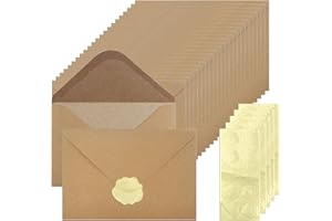 SRLWMYI Lot de 50 enveloppes en papier kraft - Marron - 120 g - Format C6 (162 x 114 cm) - Vintage - Sans fenêtre - Avec autocollant de sceau - Pour Noël, la Saint-Valentin - Cartes cadeaux