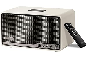 Edifier S300 Altoparlante Retro da Tavolo, Audio Hi-Res Cablato e Wireless, Potenza 80W (RMS), Bluetooth 5.4 Multi-punto, WiFi Multi-stanza (AirPlay 2), Ingressi AUX e USB-C, Avorio
