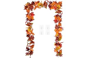 KEKECHAORAN 2 Paquetes Guirnaldas Artificiales de Hojas de Arce,3.6m Hojas de Otoño Colgando Deja Enredaderas para Interior Boda al Aire Libre Acción de Gracias Cena Fiesta Chimenea Decoración navideña (A)