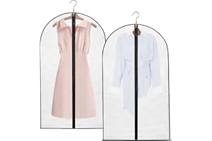 Erismithh 2Pcs Dress Bags Covers, Waterproof Dustproof Dress Covers, Reusable Suits Cover, Long Zip Dress Bag, Translucent Clothes Sleeve Storage for Laundry Home Organiser(23.62 * 55.12Inch)