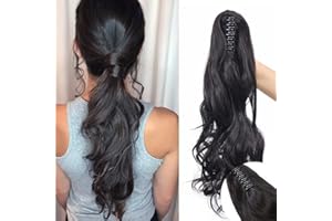 SEGO Coda Capelli Extension Clip Pinza Ricci Mossi 45cm # Nero Naturale - Posticci per Donna Ponytail Natural Hair di Nuova Tecnologia 140g Fascia Unica