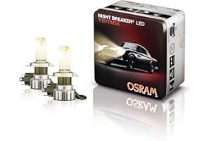 ‎OSRAM OSRAM NIGHT BREAKER LED VINTAGE H4 + R2 Adapter, 3000K, warmweiße Farbtemperatur, bis zu 330% mehr Helligkeit, Gelb