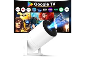 【Google TV & Ai Voice Control】Tecaki Mini Projector, Portable Projector with Over 1,900 Certified Apps, Netflix/Prime Video/Disney+/Sky Sports, Native 1080P 4K Supported, 180° Rotatable Electric Focus